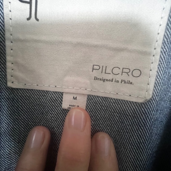 Pilcro Polished Denim Trench Coat Jean Jacket Longline Anthropologie NWOT Medium - Picture 9 of 9